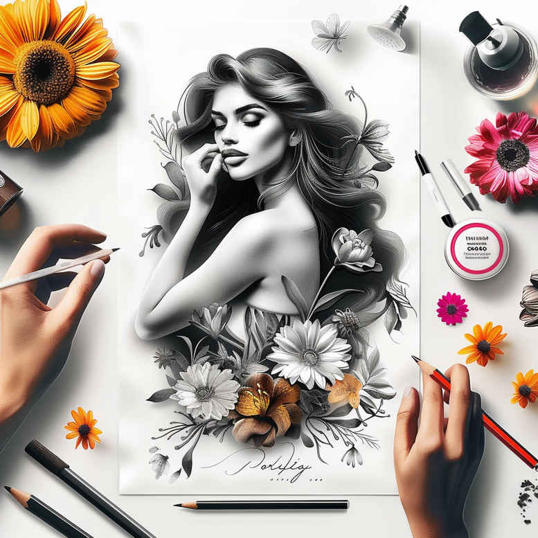 symbolic-portrait-soft-focus-petite – tattoo design ideas free ai generated – Gallery: characters-inkby-ai