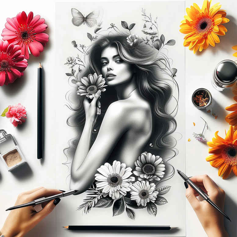 mysterious-form-clean-background-dainty – tattoo design ideas free ai generated – Gallery: characters-inkby-ai