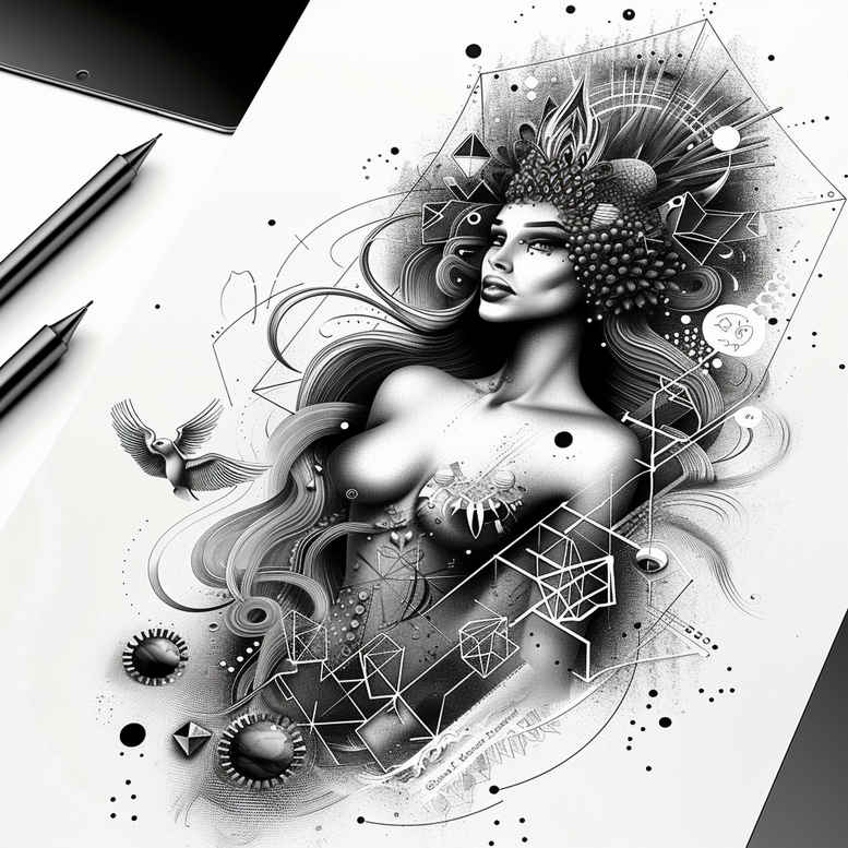 figure-realistic-perspective-basic – tattoo design ideas free ai generated – Gallery: characters-inkby-ai