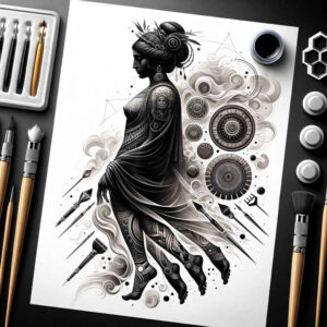characters tattoo design ideas Surrealism shimmering forms artistic flair embodying resilience
