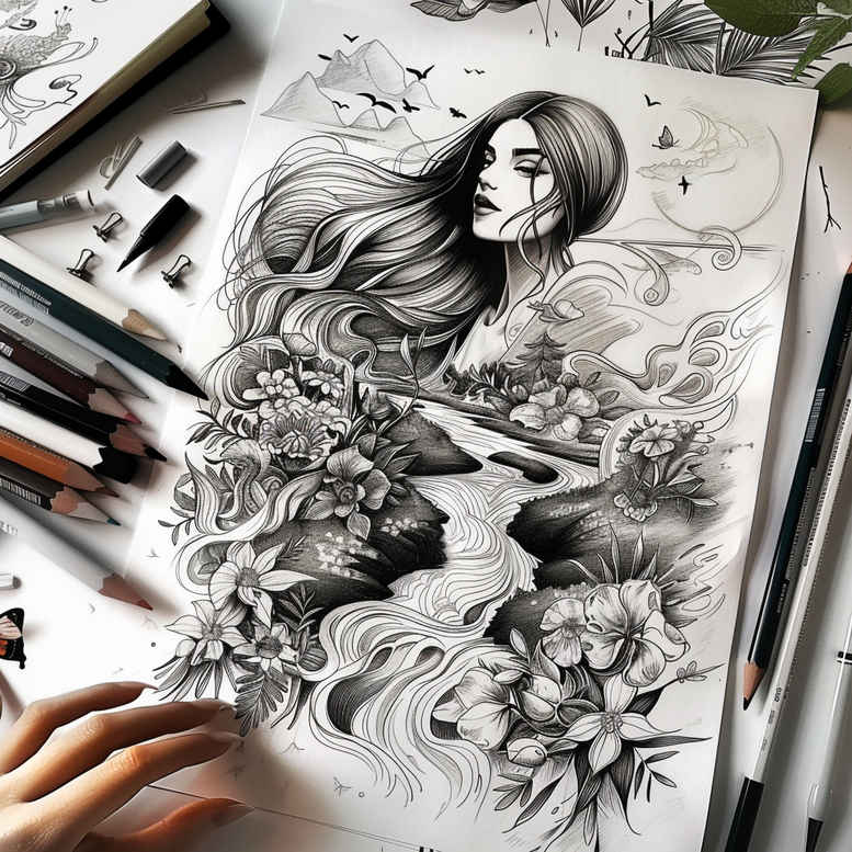 characters tattoo design ideas clear lines dynamic poses symbol of courage