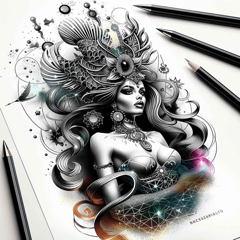 characters tattoo design ideas Surrealism unreal mythological figures for temple