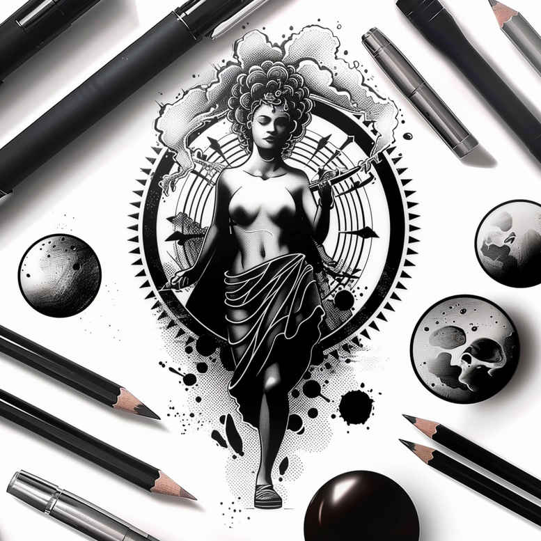 characters tattoo design ideas Realism visual accuracy silhouette for lower chest
