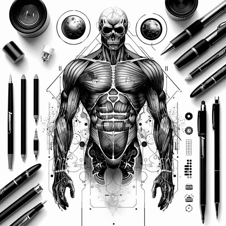 characters tattoo design ideas Surrealism fantasy-inspired stylized features resilience and power