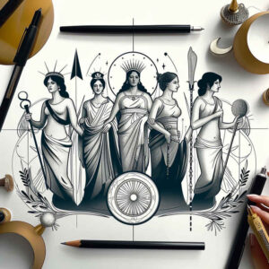 characters tattoo design ideas strong contrast unique identity for spine