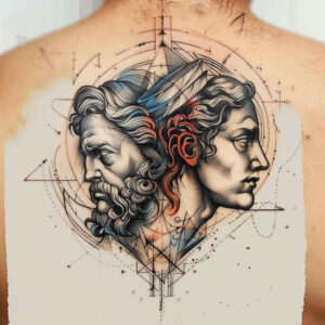 holy-figure-optical-depth-for-lower-leg – tattoo design ideas free ai generated – Gallery: christian-characters-inkby-ai