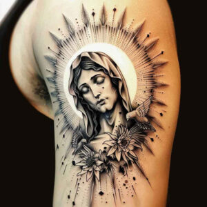 priest-figure-focal-blur-for-palm – tattoo design ideas free ai generated – Gallery: christian-characters-inkby-ai