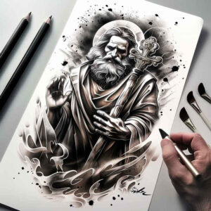 spiritual-guide-perfect-proportions-for-side-torso – tattoo design ideas free ai generated – Gallery: christian-characters-inkby-ai