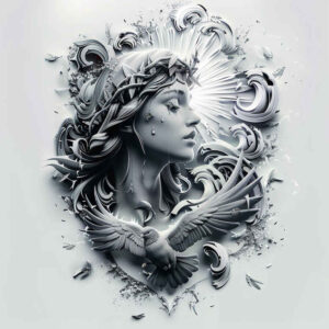 praying-figure-delicate-highlight-for-side – tattoo design ideas free ai generated – Gallery: christian-characters-inkby-ai