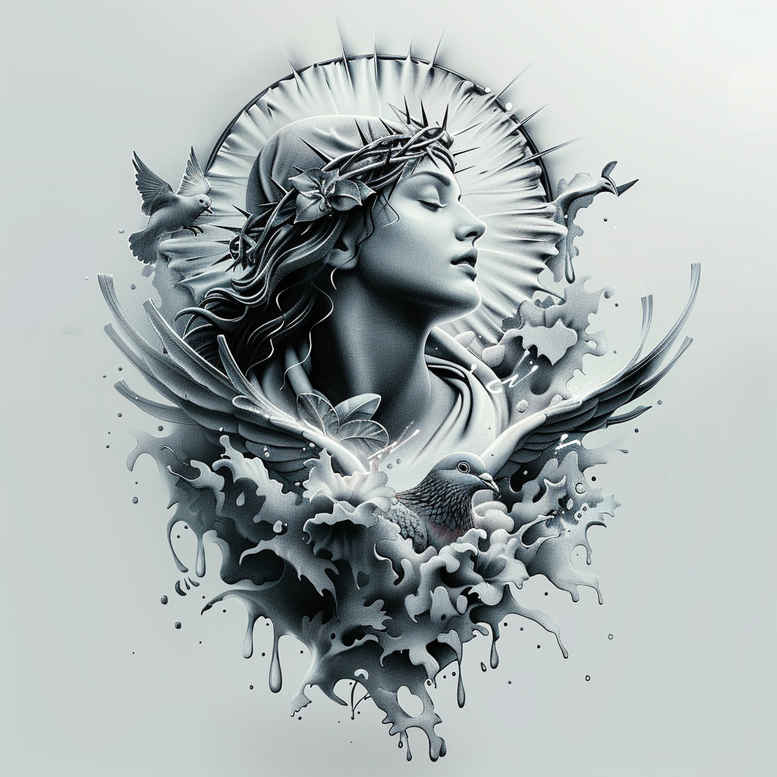 angel-figure-dimensional-ink-for-full-back – tattoo design ideas free ai generated – Gallery: christian-characters-inkby-ai