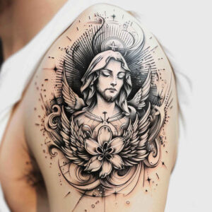 protector-figure-full-detail-for-ankle – tattoo design ideas free ai generated – Gallery: christian-characters-inkby-ai