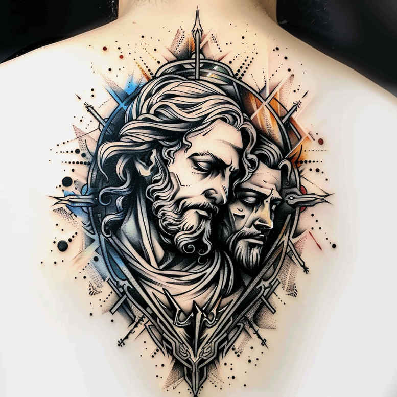 prayer-book-figure-contour-shading-for-behind-ear – tattoo design ideas free ai generated – Gallery: christian-characters-inkby-ai