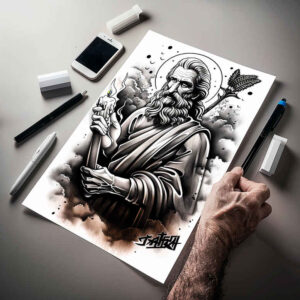 apocalyptic-figure-ultra-sharp-for-ankle – tattoo design ideas free ai generated – Gallery: christian-characters-inkby-ai