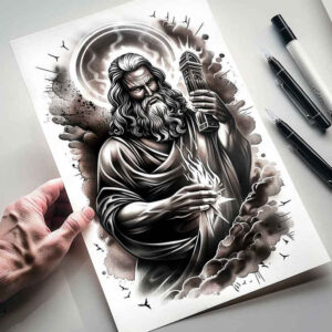 sacred-statue-photo-ink-for-shoulder-blade – tattoo design ideas free ai generated – Gallery: christian-characters-inkby-ai