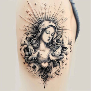 bishop-figure-highlighted-contrast-for-side – tattoo design ideas free ai generated – Gallery: christian-characters-inkby-ai