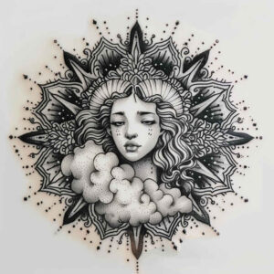 mercy-figure-smooth-blackwork-for-arm – tattoo design ideas free ai generated – Gallery: christian-characters-inkby-ai
