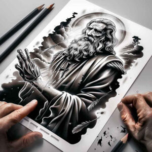 angel-figure-light-and-shadow-play-for-ankle – tattoo design ideas free ai generated – Gallery: christian-characters-inkby-ai