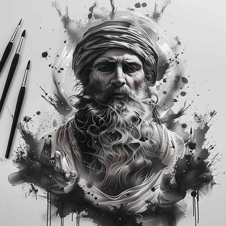 apocalyptic-figure-minimal-grain-for-lower-leg – tattoo design ideas free ai generated – Gallery: christian-characters-inkby-ai