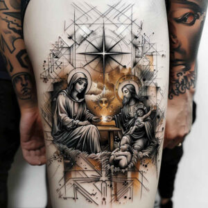 holy-figure-balanced-light-for-biceps – tattoo design ideas free ai generated – Gallery: christian-characters-inkby-ai