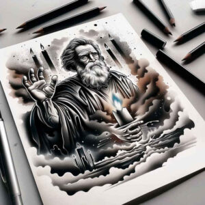 apostle-figure-true-rendering-for-calf – tattoo design ideas free ai generated – Gallery: christian-characters-inkby-ai