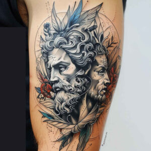 christian-characters tattoo design ideas Surrealism chromatic flux halo glow represents endurance