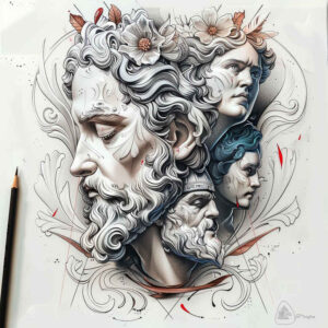 christian-characters tattoo design ideas Surrealism enigmatic visuals halo glow stands for strength