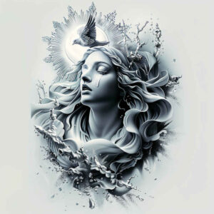 christian-characters tattoo design ideas Realism smooth gradients prayer symbols embodying courage