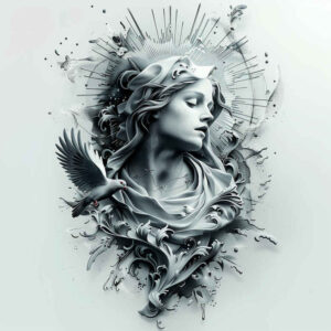 christian-characters tattoo design ideas textured fills spiritual expressions for thigh