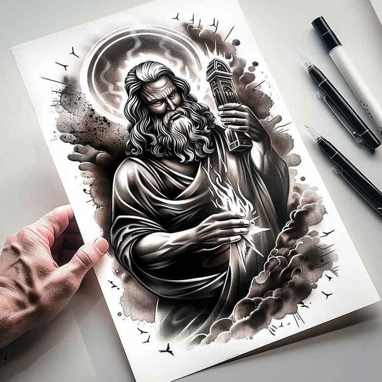 christian-characters tattoo design ideas Surrealism subconscious themes spiritual protection for scapula