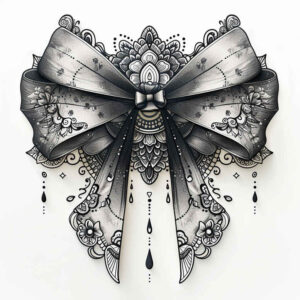 ornate-bow-modest-for-abdomen – tattoo design ideas free ai generated – Gallery: cockades-inkby-ai