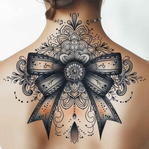 ornamental-bow-open-space-for-hip – tattoo design ideas free ai generated – Gallery: cockades-inkby-ai