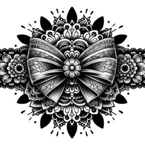 ornate-bow-clear-cut-for-behind-ear – tattoo design ideas free ai generated – Gallery: cockades-inkby-ai
