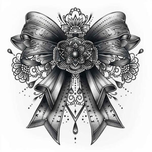 looped-bow-pristine-for-side-torso – tattoo design ideas free ai generated – Gallery: cockades-inkby-ai