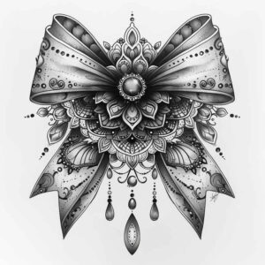 subtle-bow-thin-script-for-heel – tattoo design ideas free ai generated – Gallery: cockades-inkby-ai