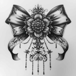 vintage-bow-clear-edge-for-foot – tattoo design ideas free ai generated – Gallery: cockades-inkby-ai