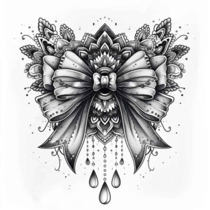 lace-bow-pinprick-for-knee – tattoo design ideas free ai generated – Gallery: cockades-inkby-ai