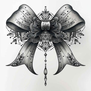 cockades tattoo design ideas precise bow details for behind ear