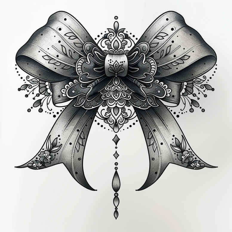 cockades tattoo design ideas precise bow details for behind ear
