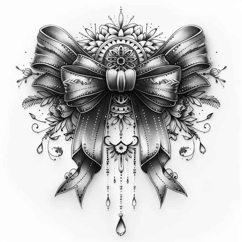 subtle-bow-pure-outline-for-lower-chest – tattoo design ideas free ai generated – Gallery: cockades-inkby-ai