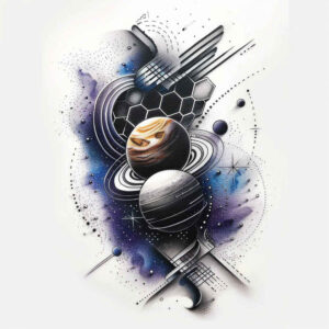 astronomical-event – tattoo design ideas free ai generated – neotraditional-artistic-contrast – for-back-of-neck – Gallery: cosmos-inkby-ai