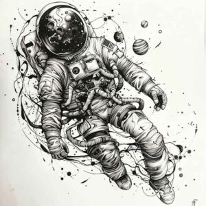 celestial-body – tattoo design ideas free ai generated – surrealism-dreamlike – for-upper-chest – Gallery: cosmos-inkby-ai