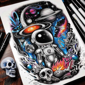 celestial-event – tattoo design ideas free ai generated – neotraditional-vivid-detail – for-outer-arm – Gallery: cosmos-inkby-ai