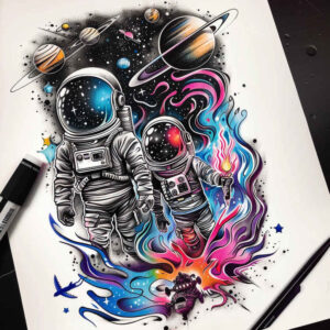 celestial-motion – tattoo design ideas free ai generated – realism-lifelike-eyes – for-toe – Gallery: cosmos-inkby-ai