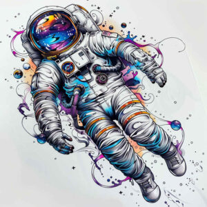 cosmic-atmosphere – tattoo design ideas free ai generated – realism-minimal-grain – for-lower-arm – Gallery: cosmos-inkby-ai