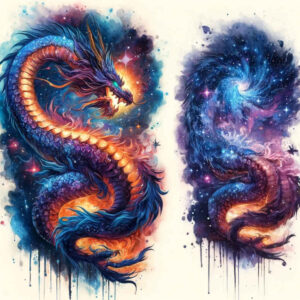 cosmic-wind – tattoo design ideas free ai generated – realism-soft-focus – for-thigh – Gallery: cosmos-inkby-ai