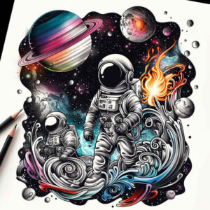 cosmic-wind – tattoo design ideas free ai generated – surrealism-otherworldly – for-fingers – Gallery: cosmos-inkby-ai