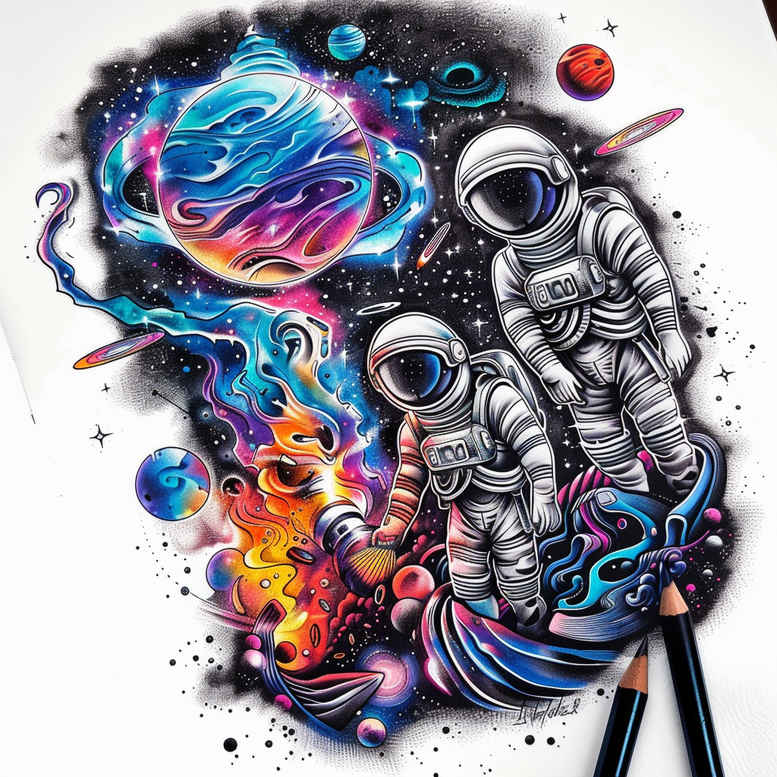 infinity-space – tattoo design ideas free ai generated – realism-depth-illusion – for-side-torso – Gallery: cosmos-inkby-ai