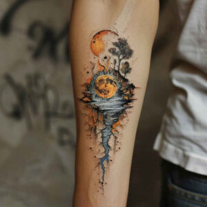 interstellar-journey – tattoo design ideas free ai generated – neotraditional-color-blending – for-hip – Gallery: cosmos-inkby-ai