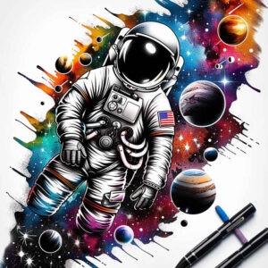 interstellar-space – tattoo design ideas free ai generated – surrealism-fantasy-inspired – for-hip – Gallery: cosmos-inkby-ai