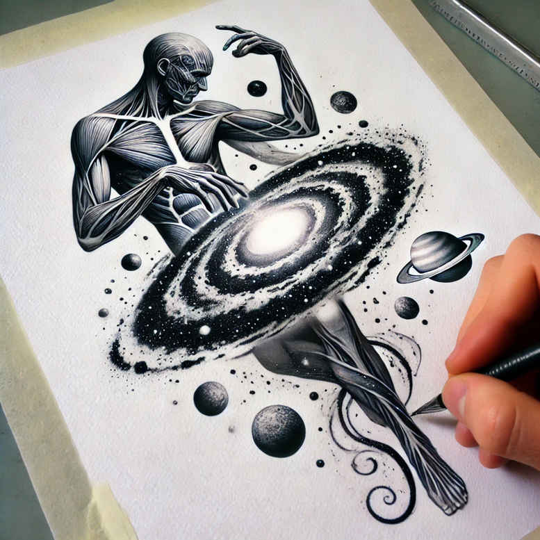 orbital-path – tattoo design ideas free ai generated – realism-vivid-detail – for-biceps – Gallery: cosmos-inkby-ai